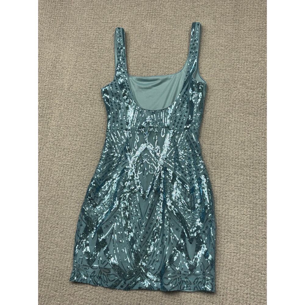 Lulus Light Blue Sequined Sleeveless Formal Dress Size S #68379 - Picture 2 of 3